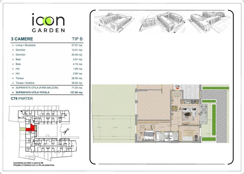 ICON Garden, zona Stefan cel Mare, apartament 3 camere.